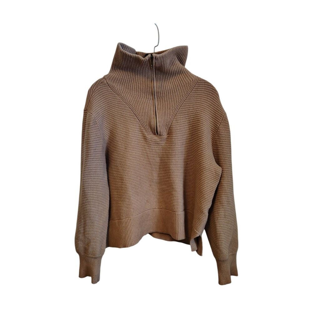 Sonoma Collared Ribbed‎ Tan Quarter Zip